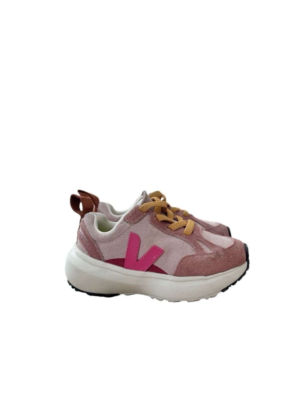 VEJA Toddler Girl Small Canary Elastic Laces PinkSuede Sneakers Size 7